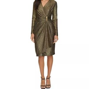 Calvin Klein Petite Gold Metallic Sheath Dress